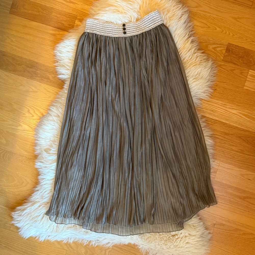 Double Zero Taupe and Beige Knit Detail Skirt